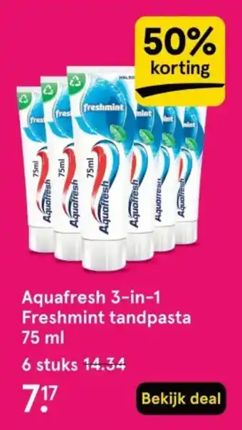 Etos Aquafresh 3-in-1 Freshmint tandpasta aanbieding