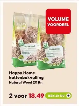 Pets Place Happy Home kattenbakvulling Natural Wood 20 ltr. aanbieding
