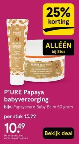 Etos P'URE Papaya babyverzorging aanbieding