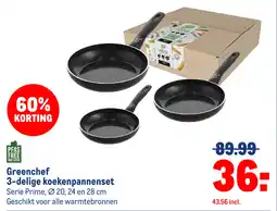 Makro Greenchef 3-delige koekenpannenset aanbieding