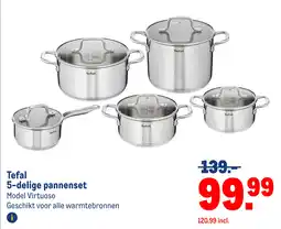 Makro Tefal 5-delige pannenset aanbieding