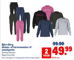 Makro Björn Borg dames of herensweater of sweatpants aanbieding