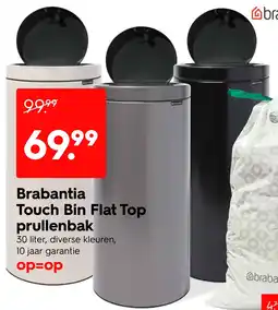 HEMA Brabantia Touch Bin Flat Top prullenbak aanbieding