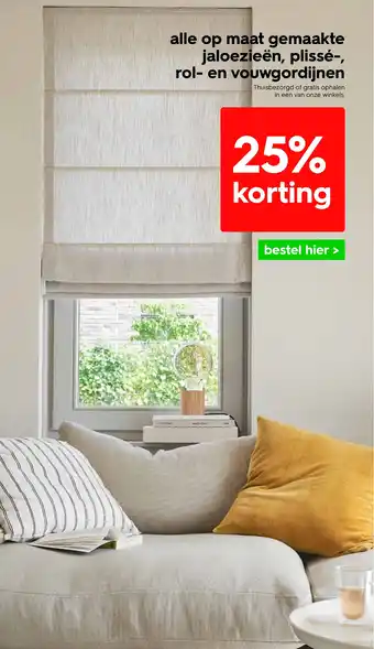 HEMA Alle op maat gemaakte jaloezieën, plissé, rol en vouwgordijnen aanbieding