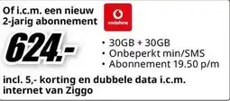MediaMarkt incl. 5,- korting en dubbele data i.c.m. internet van Ziggo aanbieding