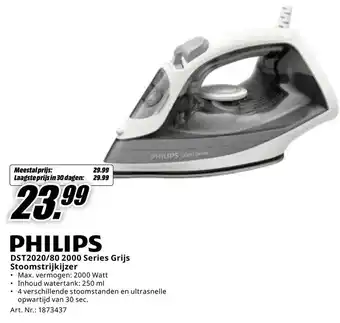 MediaMarkt Philips DST2020/80 2000 Series Grijs Stoomstrijkijzer aanbieding