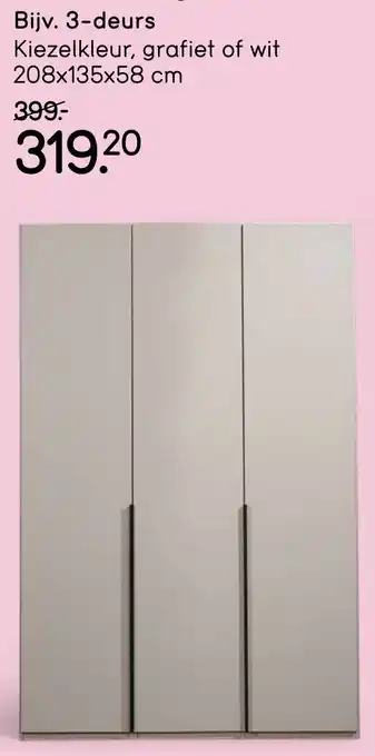 Leen Bakker Kledingkasten Milaan 3-deurs aanbieding