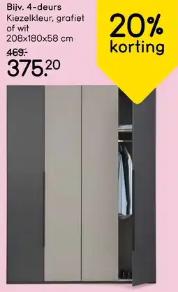 Leen Bakker Kledingkasten Milaan 4-deurs aanbieding