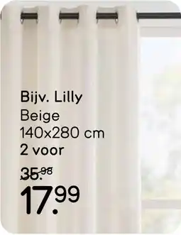 Leen Bakker Kant-en-klaar Gordijnen Lilly Beige aanbieding