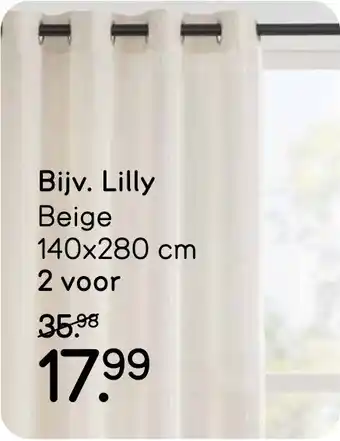 Leen Bakker Kant-en-klaar Gordijnen Lilly Beige aanbieding