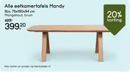 Leen Bakker Eetkamertafels Mandy aanbieding