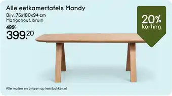 Leen Bakker Eetkamertafels Mandy aanbieding