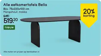 Leen Bakker Eetkamertafels Bella aanbieding