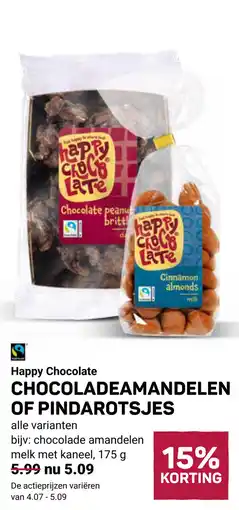 Ekoplaza Happy chocolate chocoladeamandelen of pindarotsjes aanbieding