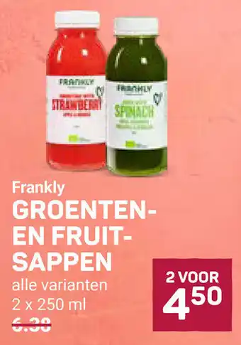 Ekoplaza Frankly groenten en fruit sappen aanbieding