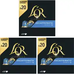 Albert Heijn L'OR decaffeinato koffiecups 3-pack aanbieding