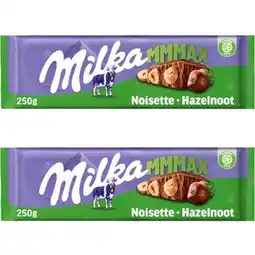 Albert Heijn Milka Mmmax hazelnoot chocolade 2-pack aanbieding