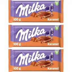 Albert Heijn Milka Chocoladereep Karamel 3-pack aanbieding