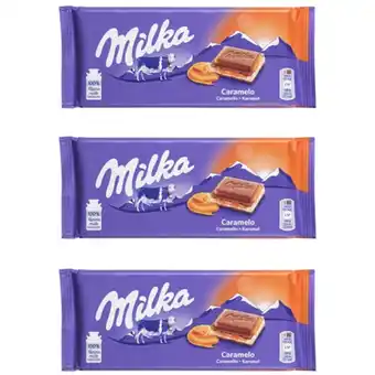Albert Heijn Milka Chocoladereep Karamel 3-pack aanbieding