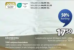 Jysk Tine satijnen hoeslaken aanbieding