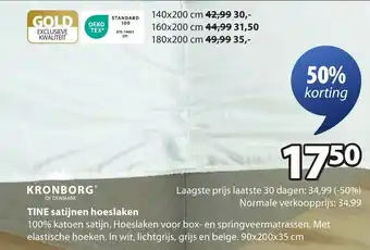 Jysk Tine satijnen hoeslaken aanbieding