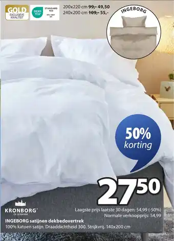 Jysk Ingeborg satijnen dekbedovertrek aanbieding