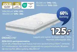 Jysk Dreamzone eida GS25 springveermatras aanbieding