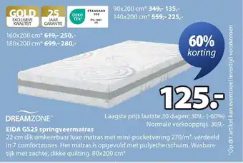 Jysk Dreamzone eida GS25 springveermatras aanbieding