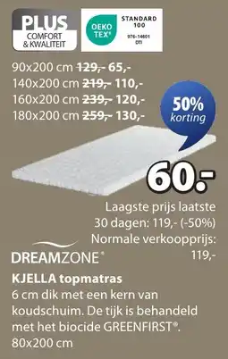 Jysk Dreamzone kjella topmatras aanbieding