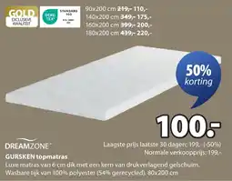 Jysk Dreamzone gursken topmatras aanbieding