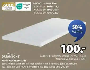 Jysk Dreamzone gursken topmatras aanbieding