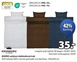 Jysk Barbo satijnen dekbedovertrek aanbieding
