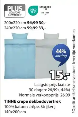 Jysk Tinne crepe dekbedovertrek aanbieding