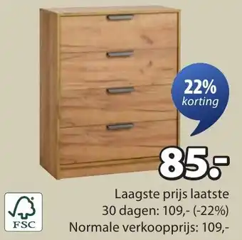 Jysk Jenslev ladekast aanbieding
