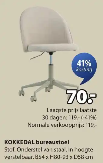 Jysk Kokkedal bureaustoel aanbieding