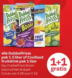 Spar Dubbelfrisss of CoolBest fruitdrink aanbieding