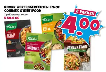 Boon`s Markt Knorr Wereldgerechten En/Of Conimex Streetfood aanbieding