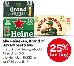 Spar Heineken, Brand of Birra Moretti blik aanbieding