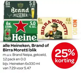 Spar Heineken, Brand of Birra Moretti blik aanbieding