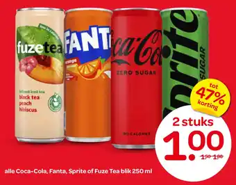 Spar Coca Cola, Fanta, Sprite of Fuze Tea aanbieding