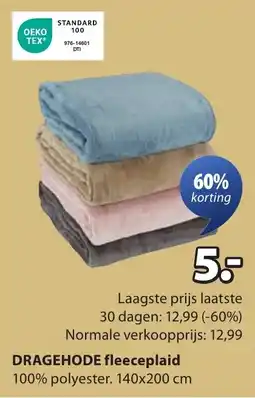 Jysk Dragehode fleeceplaid aanbieding