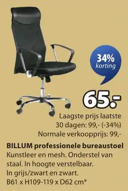 Jysk Billum professionele bureaustoel aanbieding