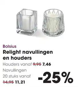 HANOS Bolsius Relight navullingen en houders aanbieding