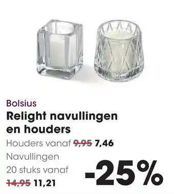 HANOS Bolsius Relight navullingen en houders aanbieding