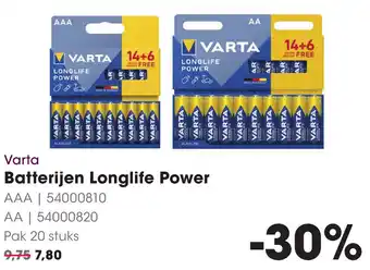 HANOS Varta Batterijen Longlife Power aanbieding