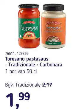 Van Hoeckel Toresano pastasaus aanbieding