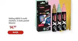 Bruna Edding 6900 X multi markers. 3 stuks pastel kleuren aanbieding