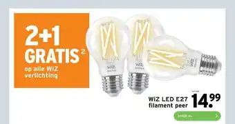 GAMMA WiZ LED E27 Filament Peer 2+1 Gratis aanbieding