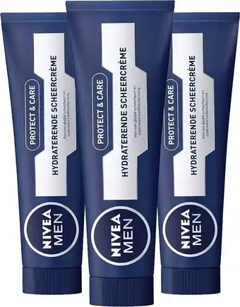 Bol.com Nivea Men Protect & Care Hydraterende Scheercrème Voordeelverpakking - 3 x 100 ml aanbieding