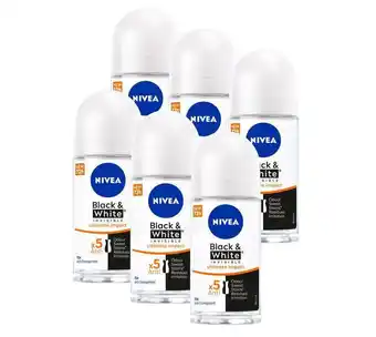 Bol.com NIVEA Black & White Ultimate Impact Deodorant Roller - Voordeelverpakking - 6 x 50ml aanbieding